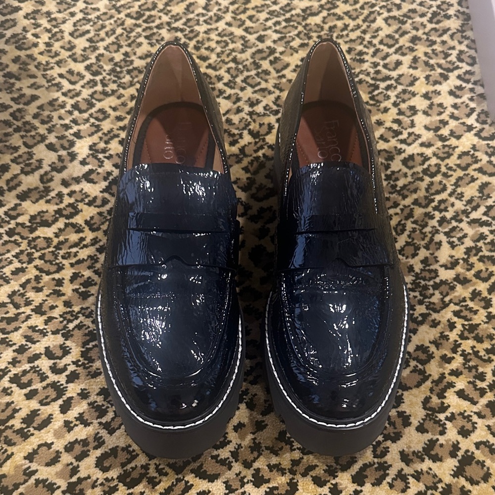Franco Sarto Patent leather black loafers
